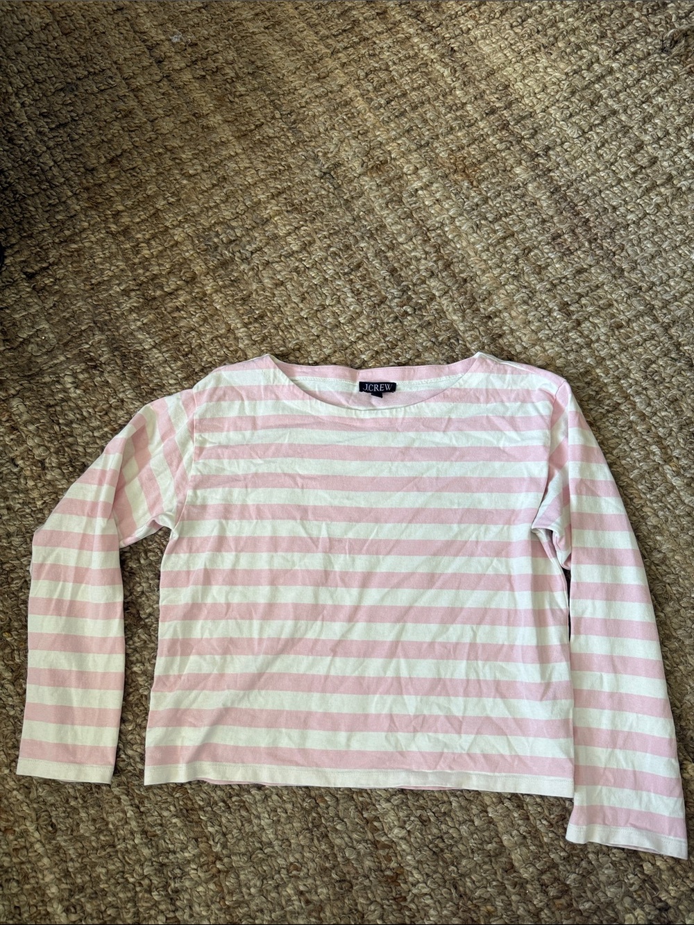 J. Crew Pink and White Striped Long-Sleeve Mariner Tee